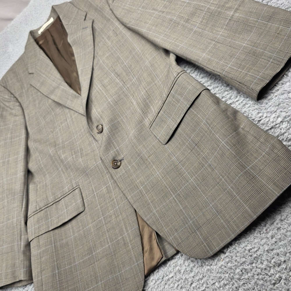 Chaps Ralph Lauren Vintage Mens 41R Wool Blazer‎ Brown Glen Plaid Sport Coat